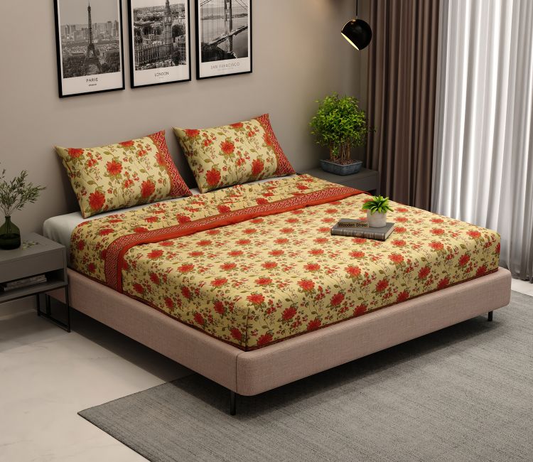 Double Bedsheet Online | Jaipuri Printed Cotton Bedsheet | With 2 Pillow Cover