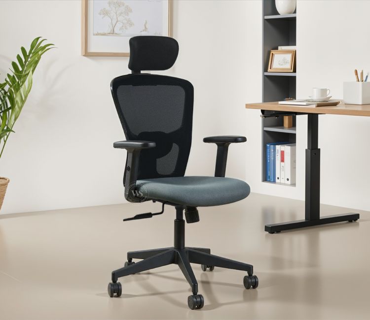Carina High Back Mesh Office Chair (Grey) by woodenstreet
