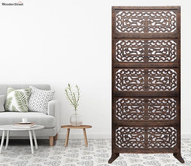 Wooden Partition: Buy Jaxon Floral Hand Carved Wooden Room Divider Single Panel With Stand | Living Room Partition