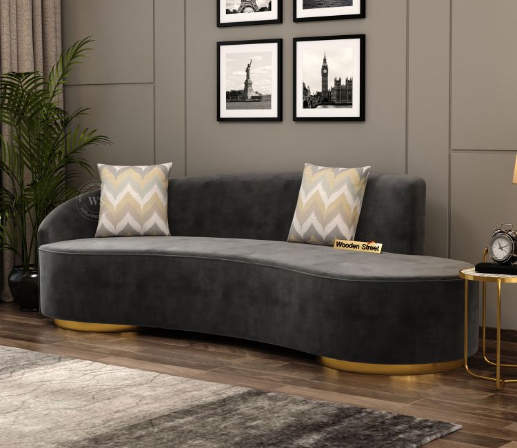 buy 3 Seater Velvet Fabric Sofa Set online price