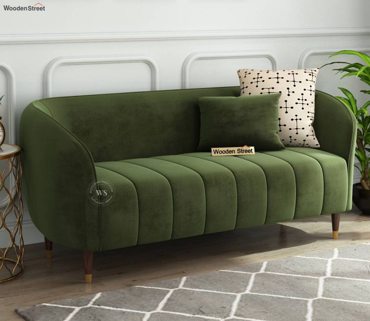 buy 3 Seater Velvet Fabric Sofa Set online price