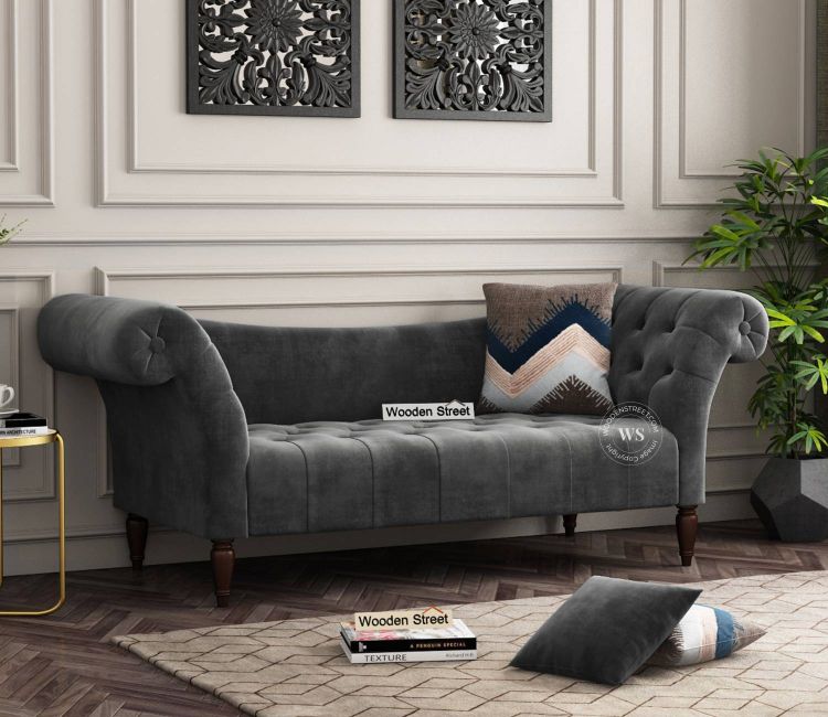 Bella Chaise Lounge (Velvet, Pearl Beige)