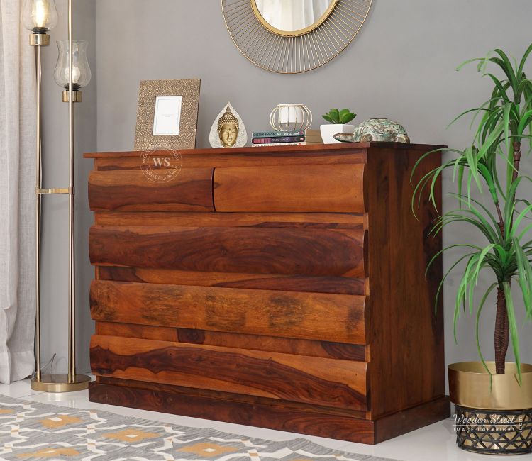 Colley 5-Drawer Wooden Chest Of Drawer In Honey Finish