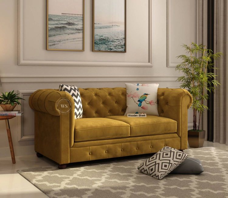 Velvet Chesterfield Loveseat for Bedroom, online sofa set india