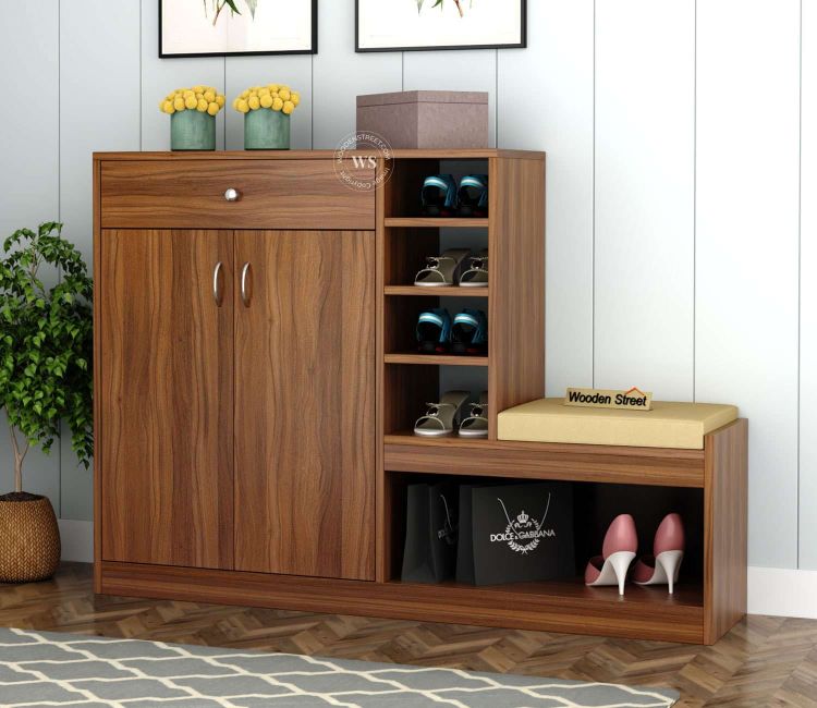 Engineered wood Multi-Storage Shoe Rack with Seating and Drawer