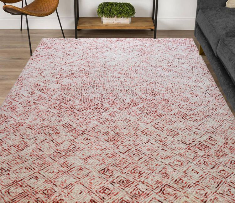 Eternity Rectangle Geometric Wool Hand Tufted Carpet (Pink, 3 x 5 Feet)
