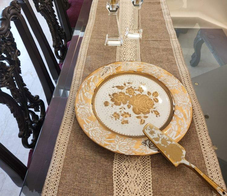Handmade Madur Kathi Natural Fibre Grey Yellow Placemats and Table Runner - Set of 7