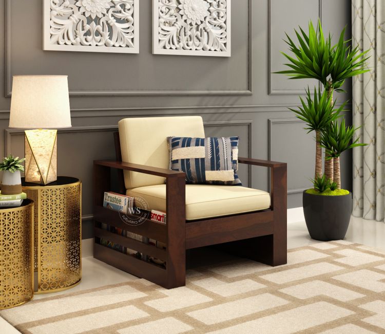 Winster 1 Seater Wooden Sofa Walnut finish