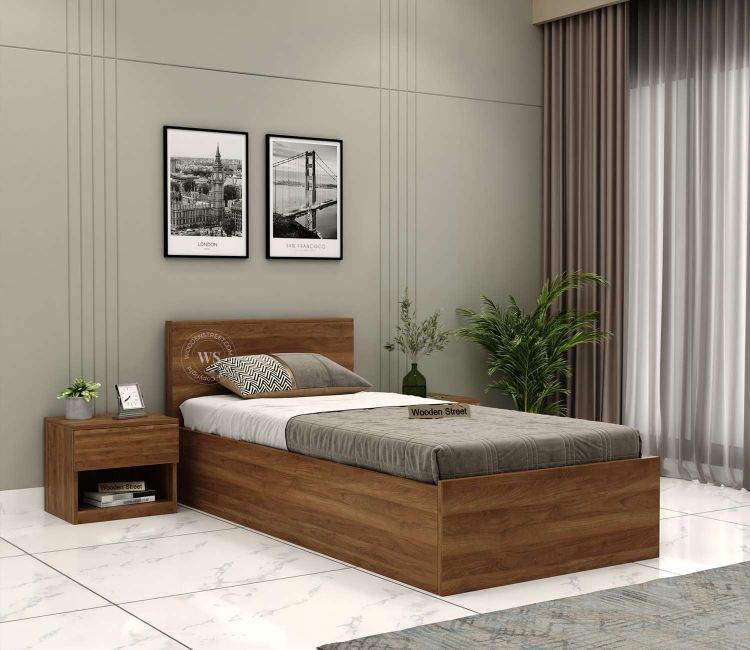 Single Bed with Storage Online | Single Bed Design with Box - Clemency Box Storage Single Bed