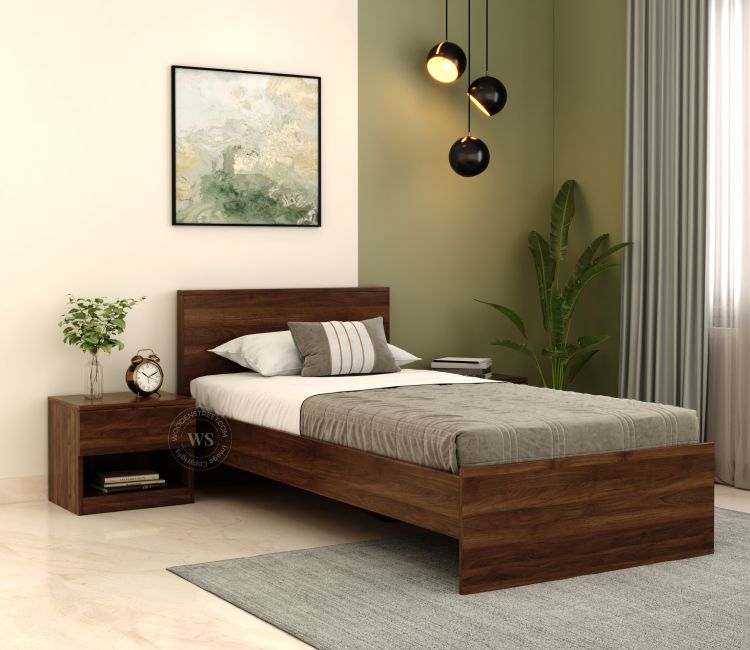 Clemency Single Size Bed Without Storage | Single Bed Design - Buy At Best Single Bed Prices