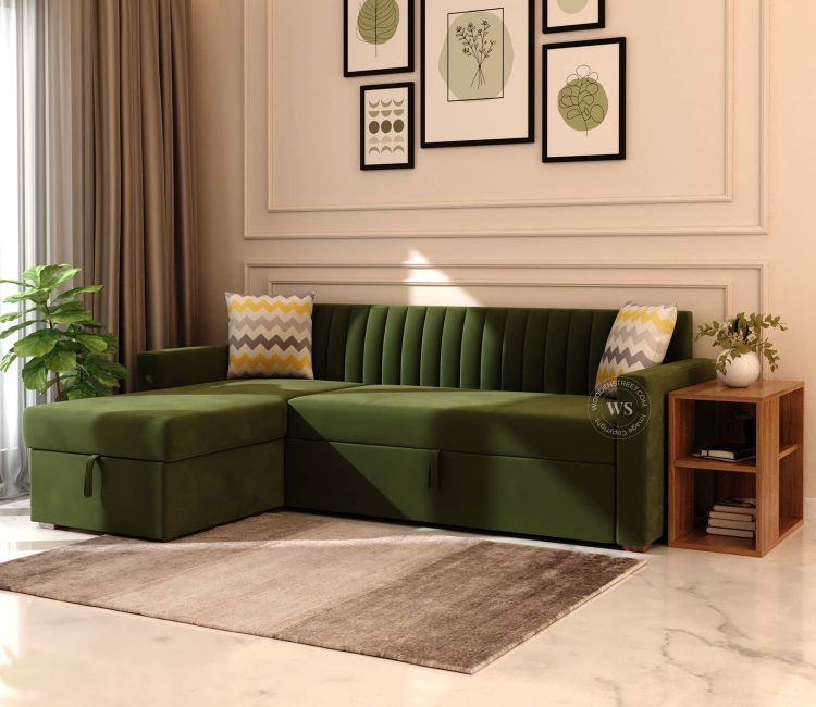 Buy L Shaped Sofa Bed with Storage | fabric sofa cum bed | sofa bed | latest sofa design
