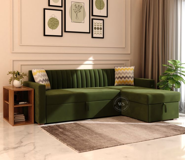 Buy L Shaped Sofa Bed with Storage | fabric sofa cum bed | sofa bed | latest sofa design