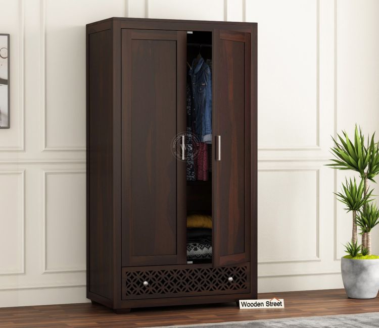 2 Door Almirah Design - Cambrey Multi Utility 2 Door Wardrobe in Walnut Finish