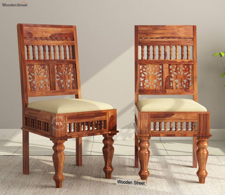 Buy Sheesham Wood Dining Chair Set of 2 In Honey Finish - Wooden Street