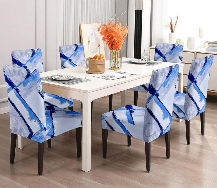 Strokin Printed Polyester Spandex Chair Cover, Set of 6 - (Multi Color)