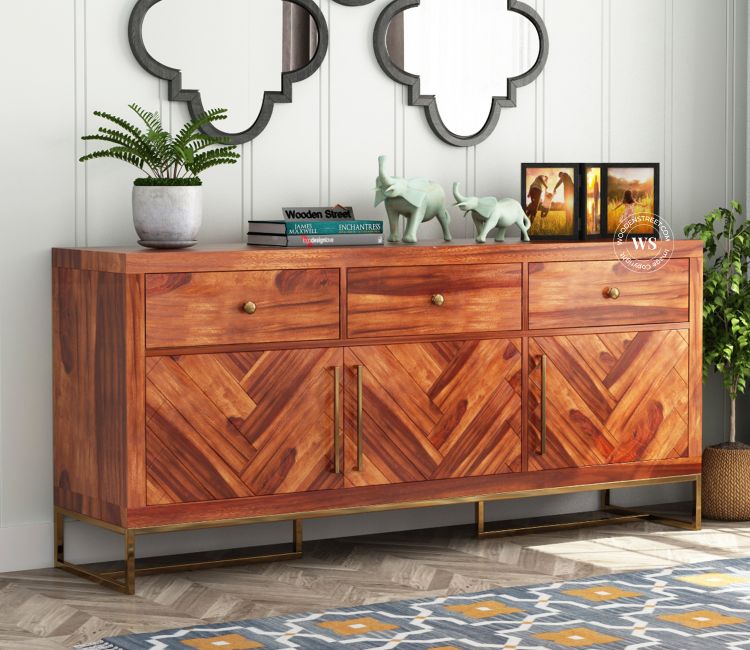 Jett Sheesham Wood Cabinet and Sideboard (Honey Finish)