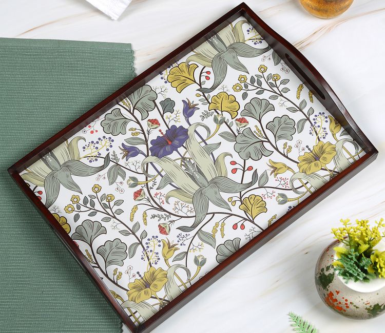 Kilim Wooden Tray With Storage