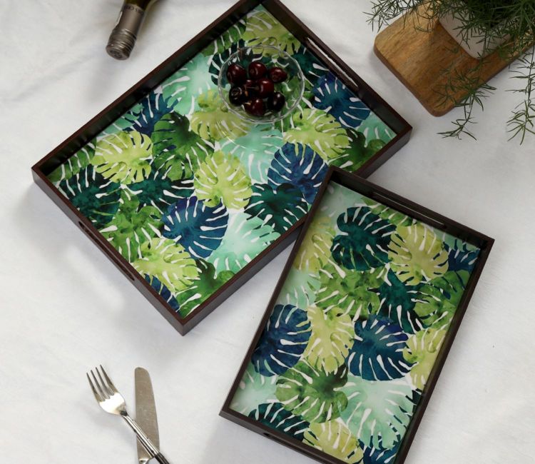 Kilim Wooden Tray With Storage