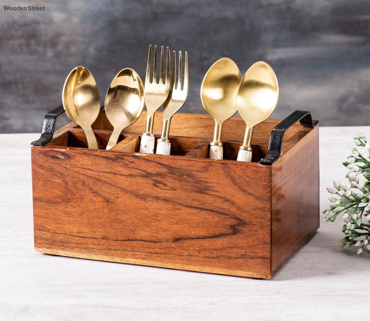 buy wooden cutlery stand for dining table online in india