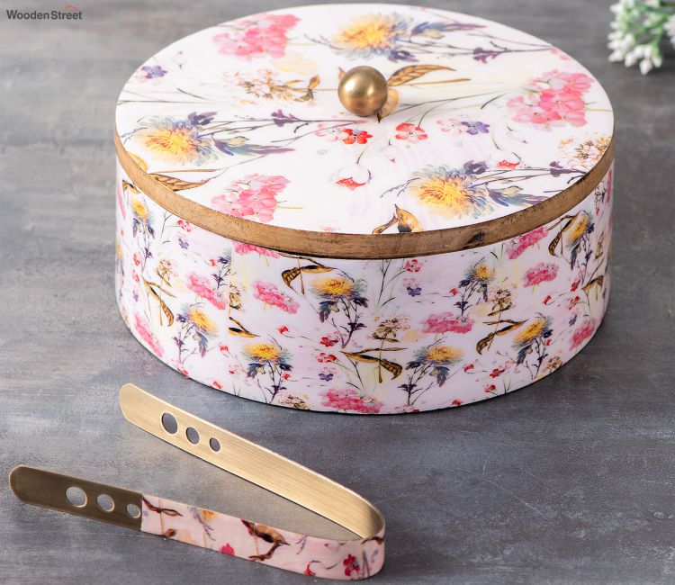 casserole set - wooden Round Hot Pot, Roti Dabba with Lid &amp; tong | Casserole for Dining in bangalore, mumbai, delhi