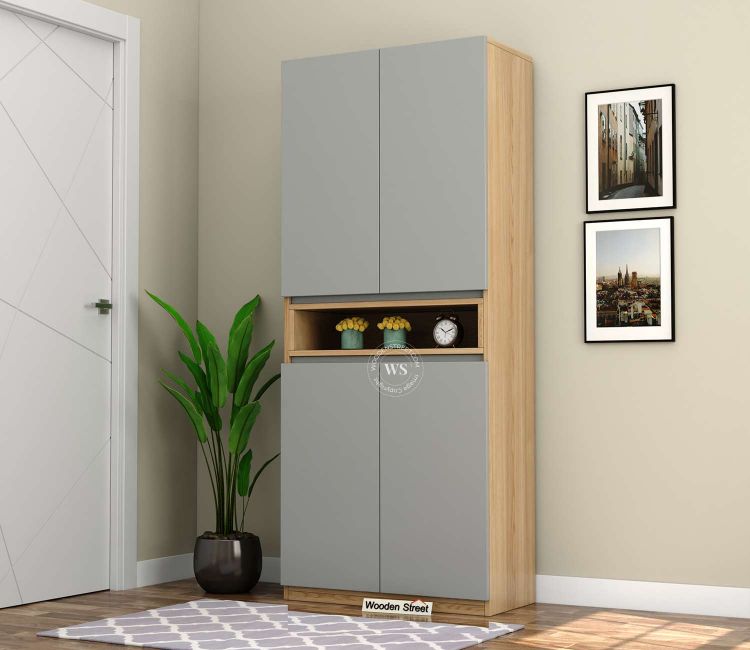 vespera shoe cabinet with 21 pair capacity in gothic grey finish