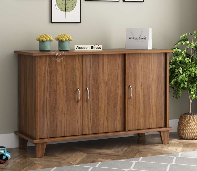 Buy Nevin 12 Pair Engineered Wood Shoe Rack Online (Exotic Teak Finish) | Wooden Shoe Cabinet