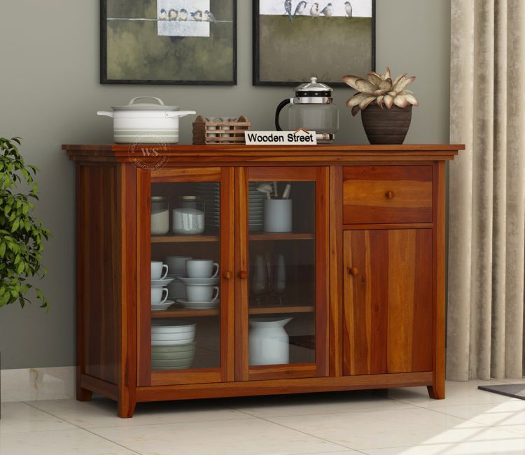 Kitchen Cupboard Design Earnville Wooden Kitchen Cabinet in Honey Finish