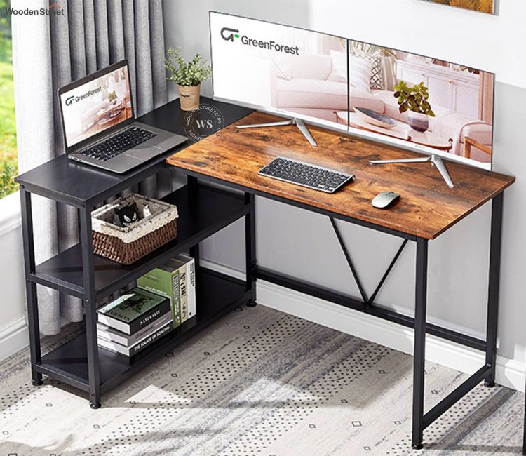 Reversible L-Shape Corner office Desk Design with Storage