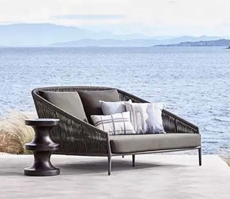 Beige Rope Daybed With Round Table, Pool bed online in India from Wooden Street