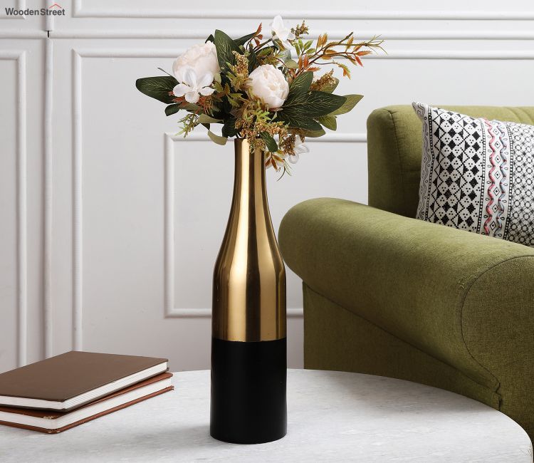Black and Gold Champagne Small Bottle Vase