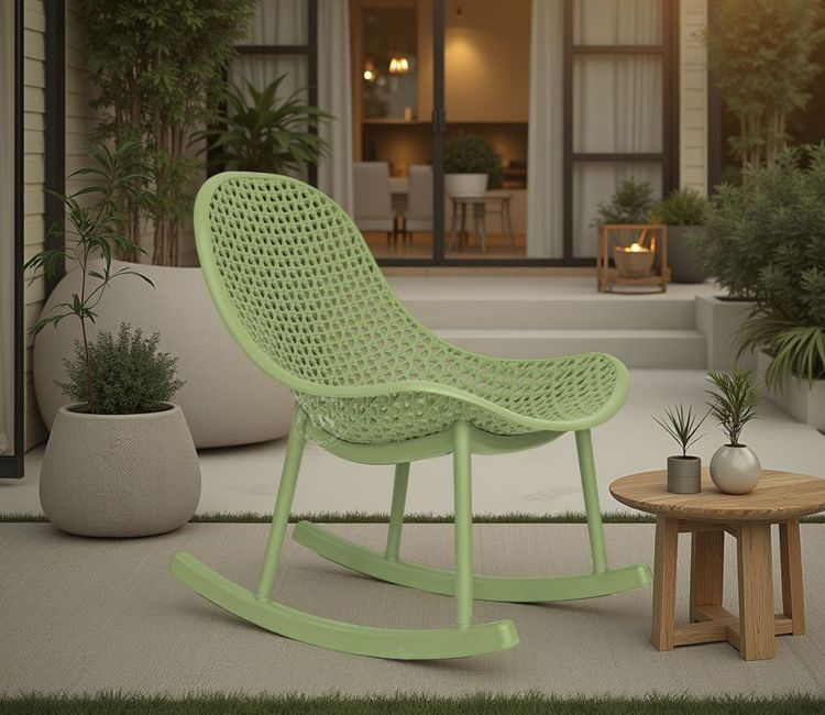 Blossie Designer Outdoor Reclining Chair - Durable & PP (Green) by woodenstreet