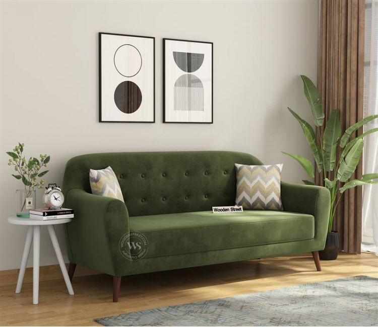 buy 3 Seater Velvet Fabric Sofa Set online price