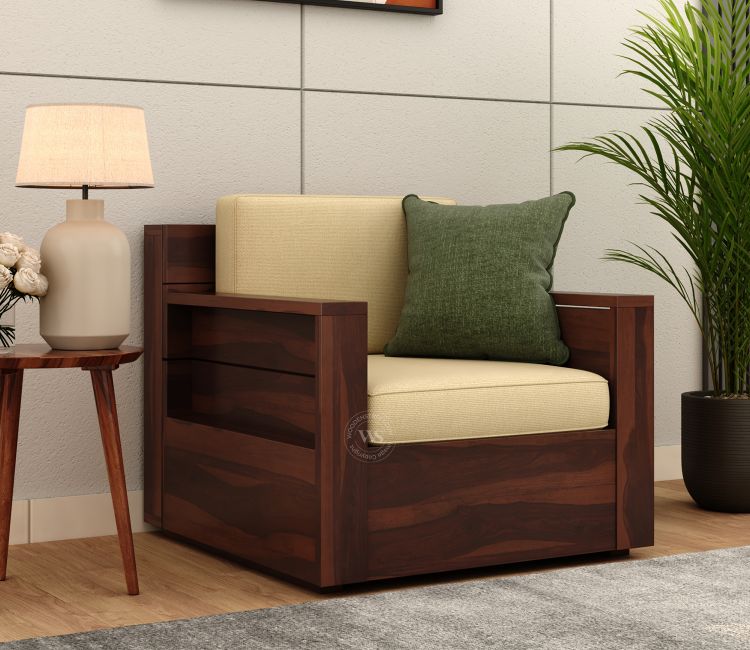 Marriott 1 Seater Wooden Sofa Walnut Finish