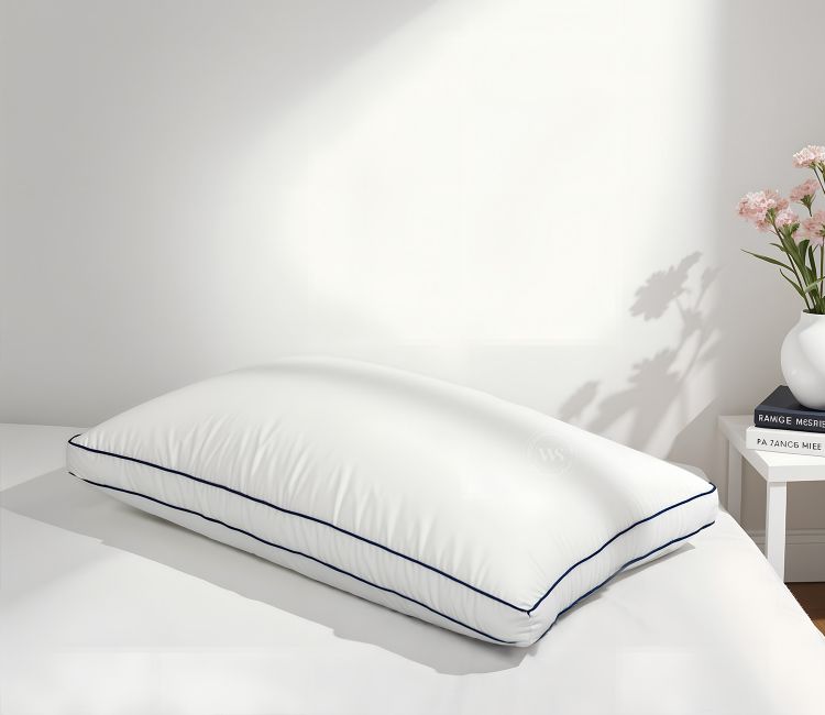 Comfora Fiber Sleeping Pillow | Medium Soft | Micro-Peach Fabric | Luxurious Feel With Contrast Double Piping | Long Lasting Fluffiness (White)