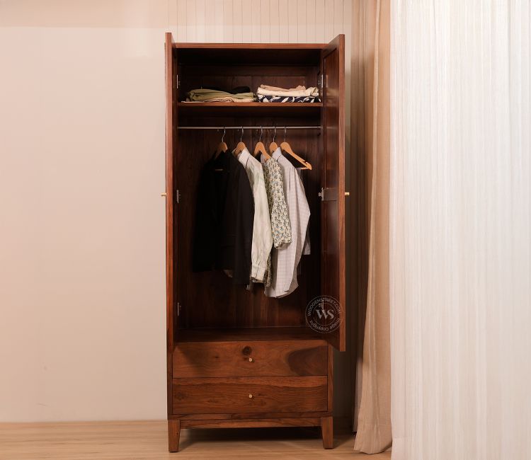 Riwayat Sheesham Wood Wardrobe design with Cane &amp; Brass Accent