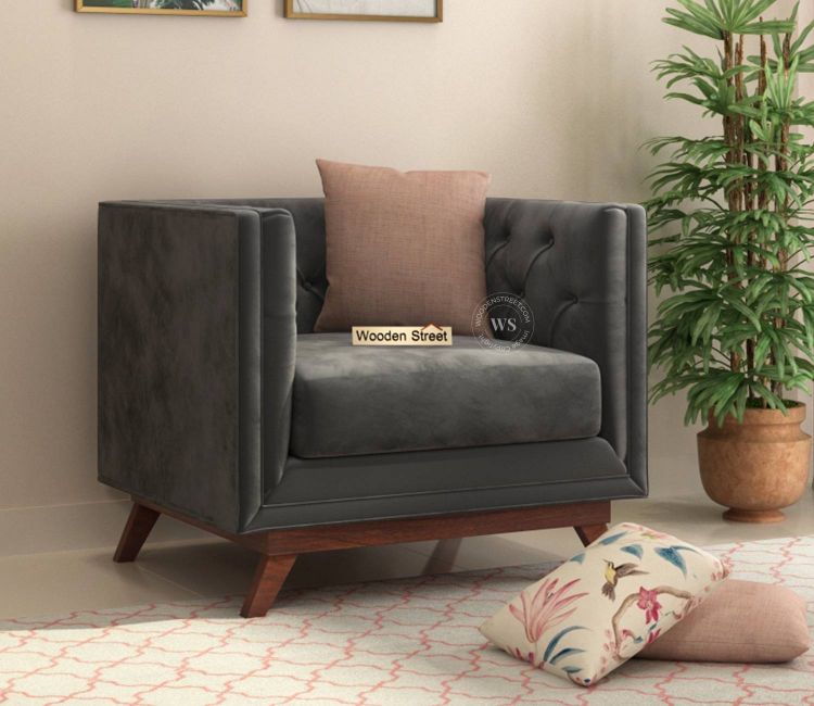 Berlin 1 Seater Sofa (Fabric, Graphite Grey)