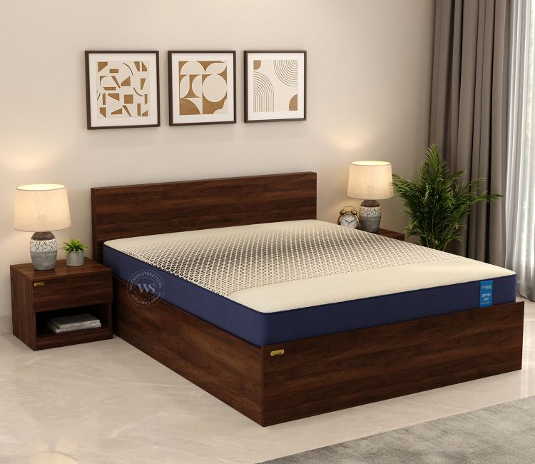 Clemency Storage Bed with Mattress (Queen Size, 75L x 60W, 8 Inch, Columbian Walnut Finish)