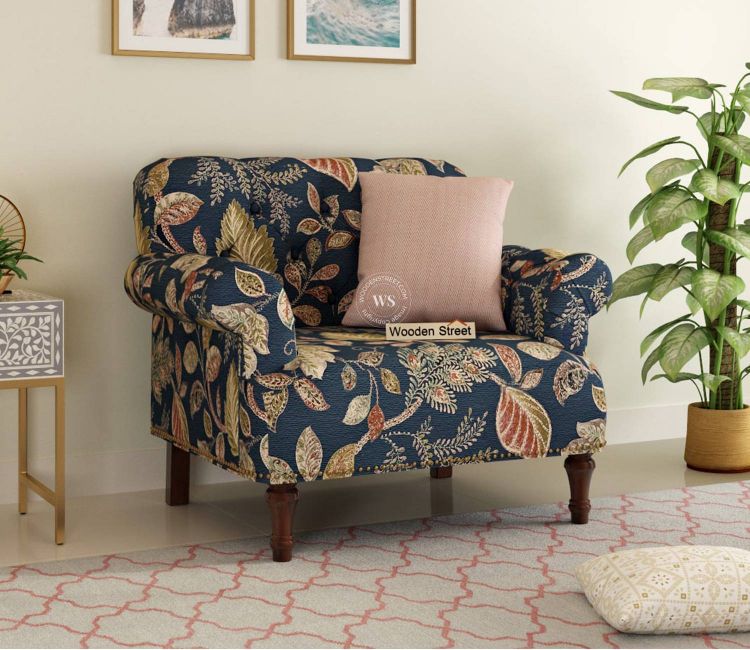 Parker 1 Seater Sofa (Fabric, Dusky Leaf)