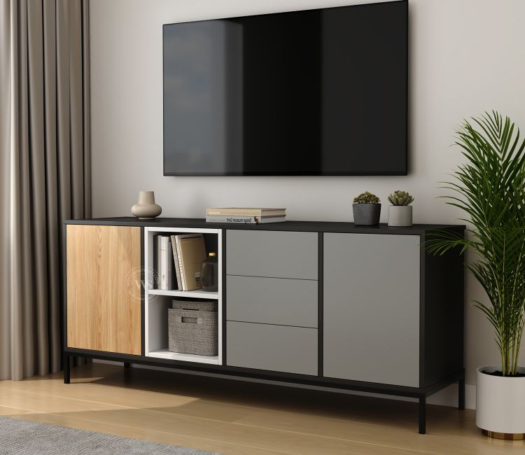 Maven Modern Cabinet and Sideboard with Metal Base (Engineered Wood, Santana Pattern)