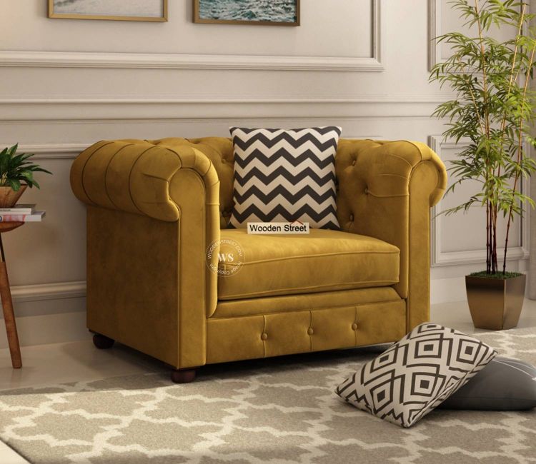 Henry 1 Seater Sofa (Velvet, Chestnut Brown)