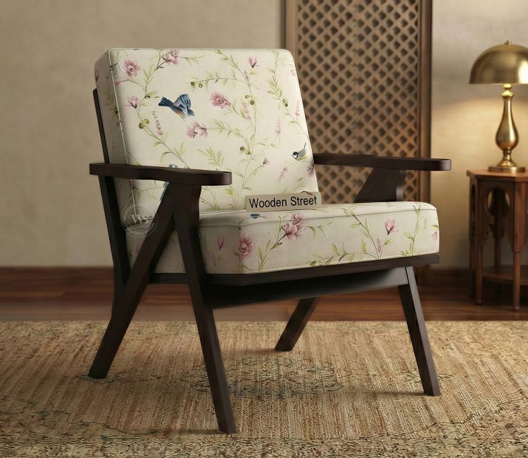 Crisper Cotton Fabric Arm Chair in Cream Robins