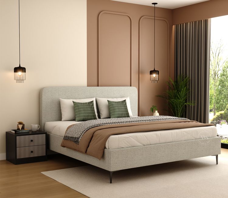 Andreas Premium Fabric Bed with Curved Headboard (King Size, Glacier Grey)