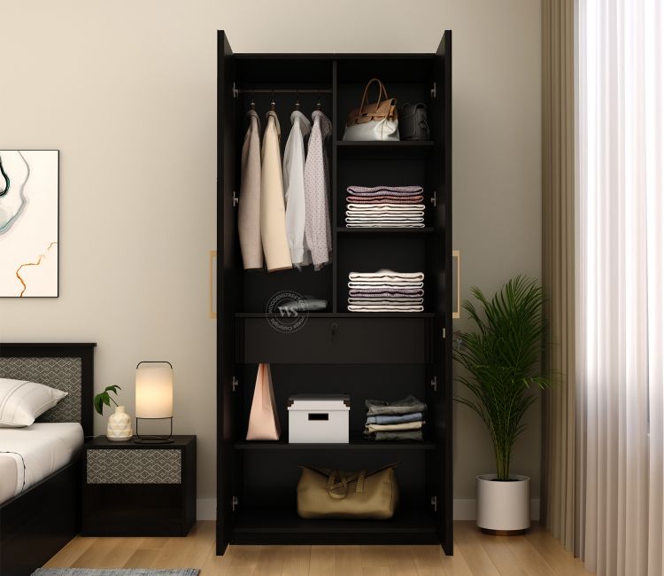 Tactica Engineered Wood Wardrobe with Textured Front &amp; Drawer Storage (Patchwork Multi)