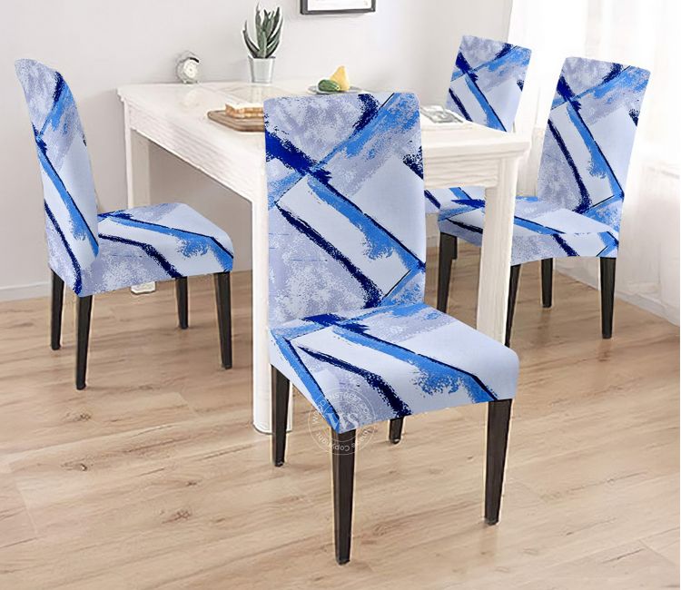 Strokin Printed Polyester Spandex Chair Cover - Set of 4 (Multi Color)