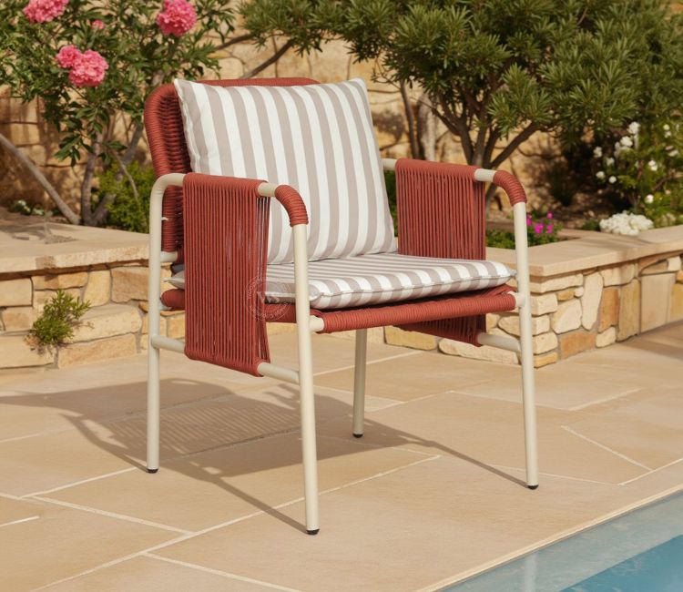 Corsica Rope Outdoor Garden Chairs (Brick Red) by woodenstreet