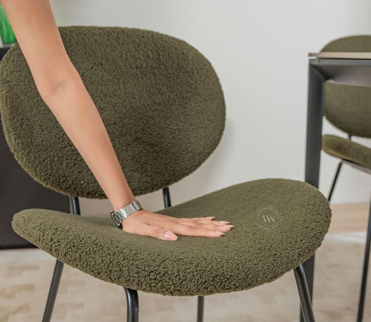 Clouda Premium Upholstered Chair in Bookley Fabric (Green)