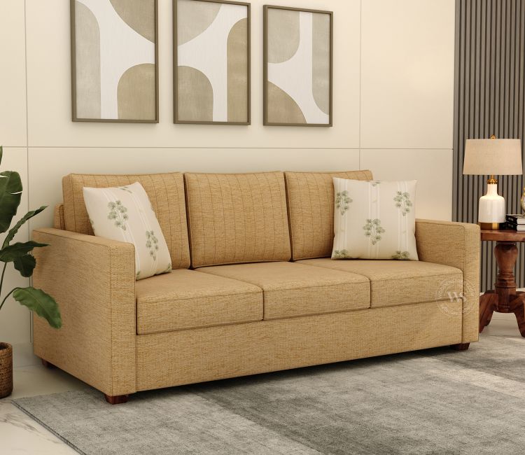 Niwara 3 Seater Fabric Sofa (Cotton, Beach Cream)