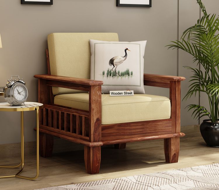 Quartz 1 Seater Wooden Designer Sofa set online for living room