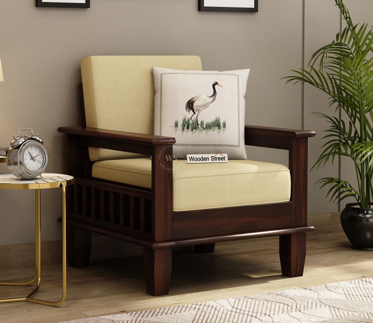 Quartz 1 Seater Wooden Sofa (Walnut Finish)