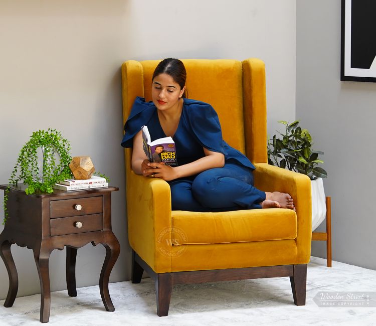 Wing Chair Online - Joan Wingback Chair (Velvet, Chestnut Brown)